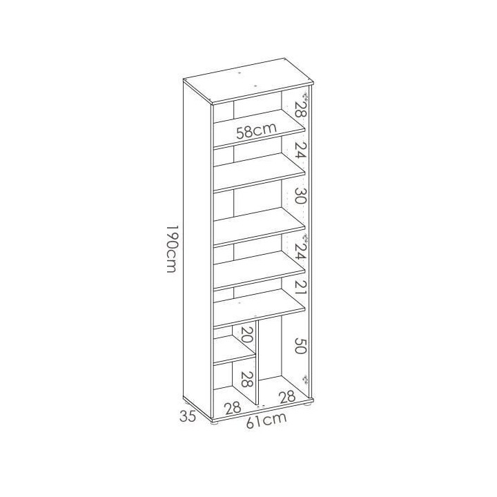 Armoire 2 portes pour chaussures - Blanc - L 190 x H 61 x P 35 cm - FI