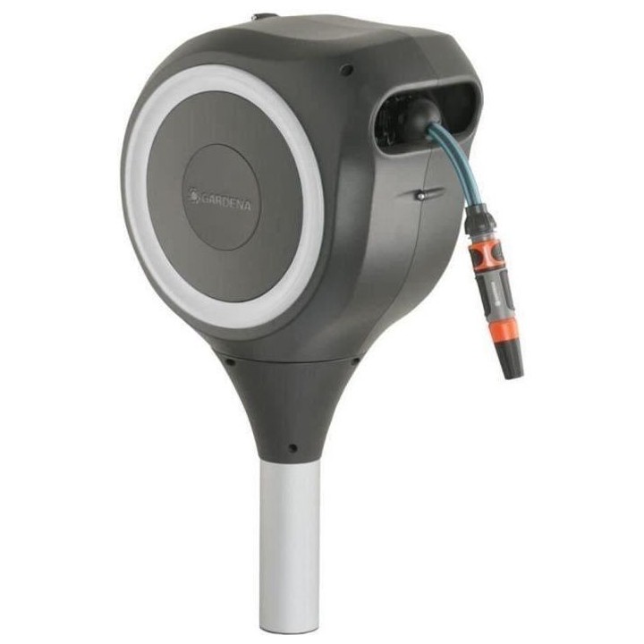 GARDENA Dévidoir automatique sur pic RollUp S liseret blanc – Longu