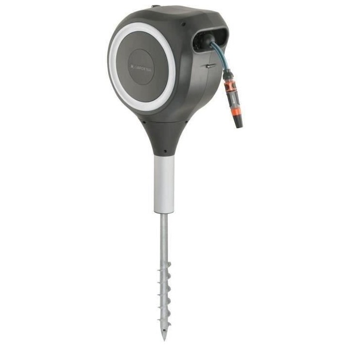 GARDENA Dévidoir automatique sur pic RollUp S liseret blanc – Longu