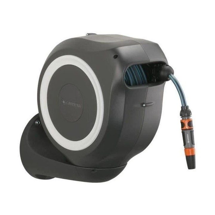 GARDENA Dévidoir automatique mural RollUp M liseret blanc – Longueu