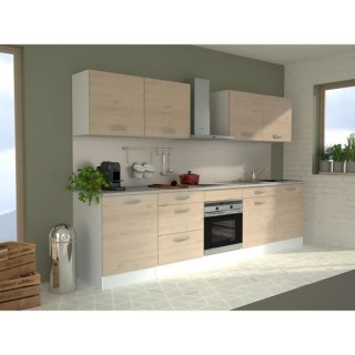 Cuisine complete OSLO - L 300 cm - Décor chene - Plan de travail incl