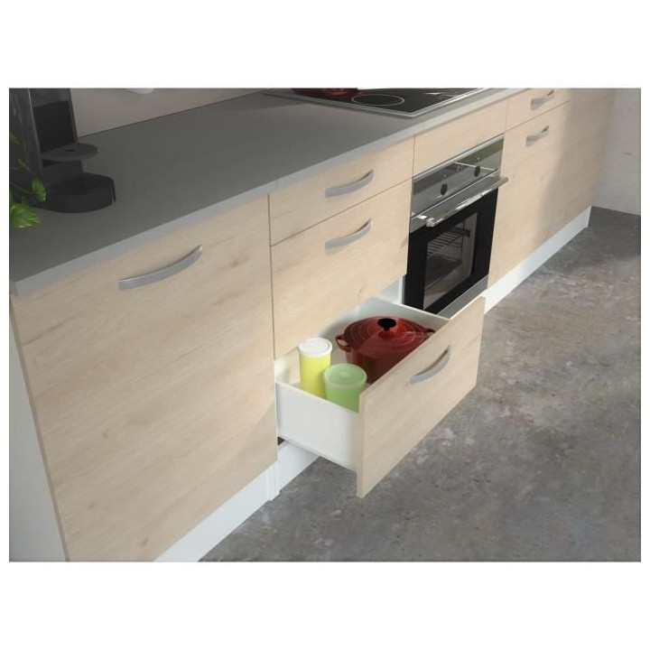 Cuisine complete OSLO - L 300 cm - Décor chene - Plan de travail incl