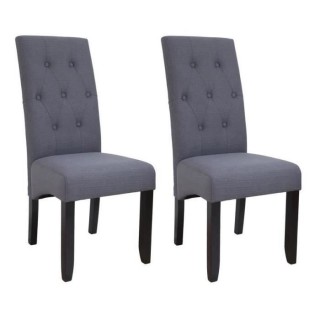 CUBA Lot de 2 chaises de salle a manger en tissu gris - Contemporain -