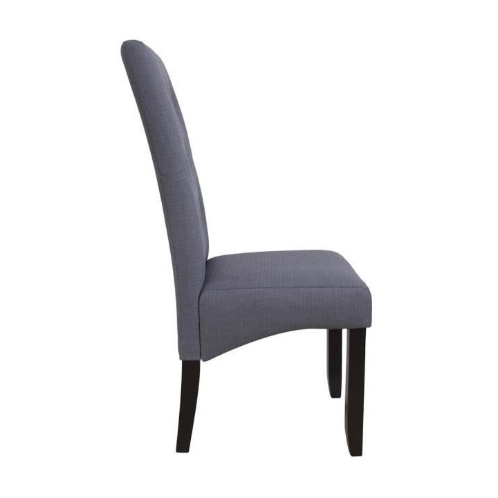 CUBA Lot de 2 chaises de salle a manger en tissu gris - Contemporain -