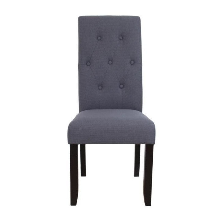 CUBA Lot de 2 chaises de salle a manger en tissu gris - Contemporain -