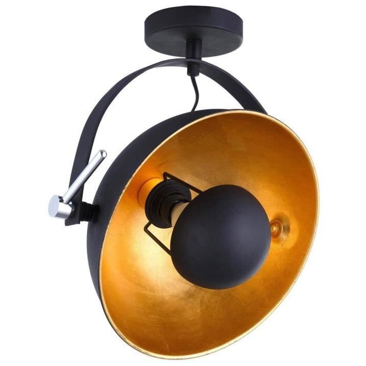Plafonnier orientable en métal - Industriel - H 29 x Ø 31 cm - Noir