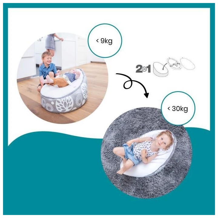 BABYMOOV Doomoo Nid - Transat bébé - Pouf Evolutif & Multifonctions