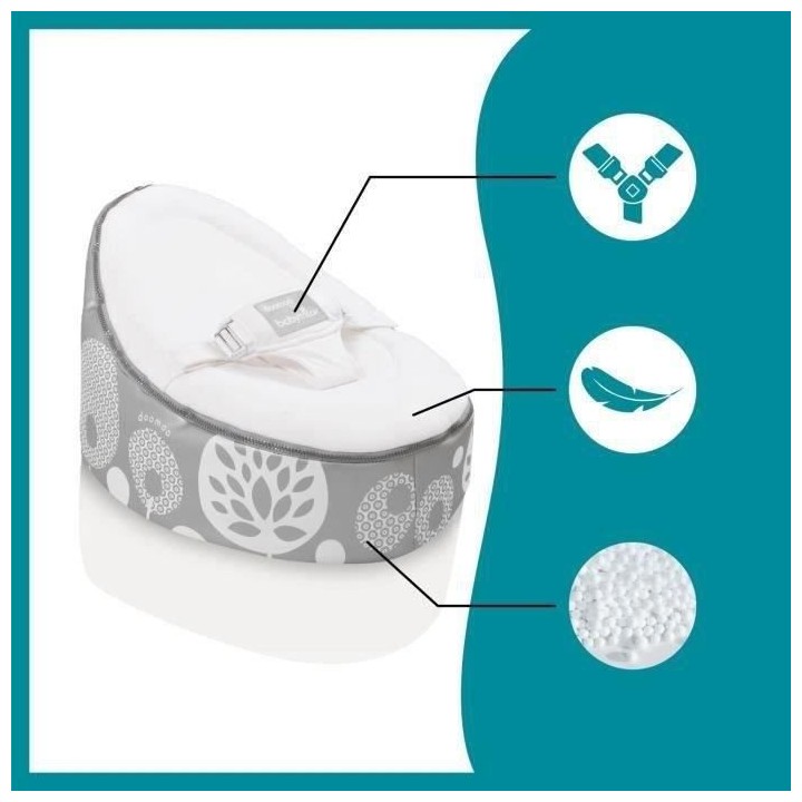 BABYMOOV Doomoo Nid - Transat bébé - Pouf Evolutif & Multifonctions