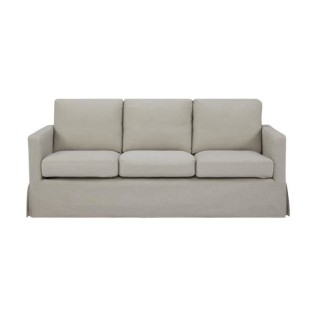 LYNN Canapé 3 places - Tissu Beige - Pieds bois naturel - L 190 x P 8