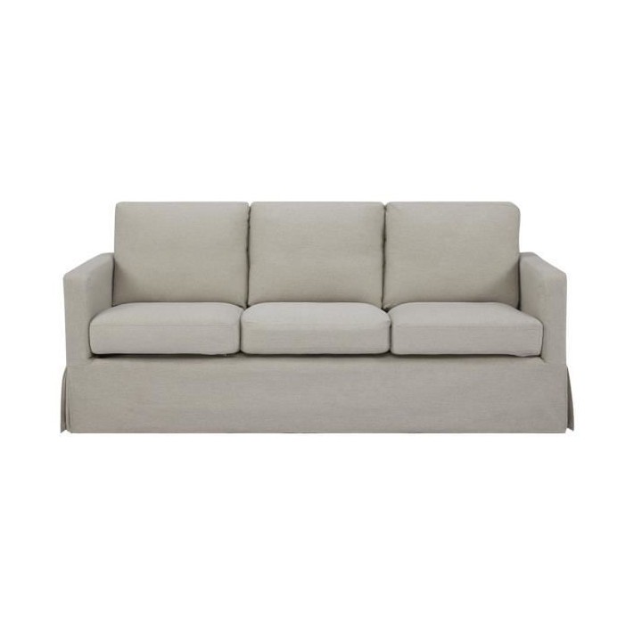 LYNN Canapé 3 places - Tissu Beige - Pieds bois naturel - L 190 x P 8