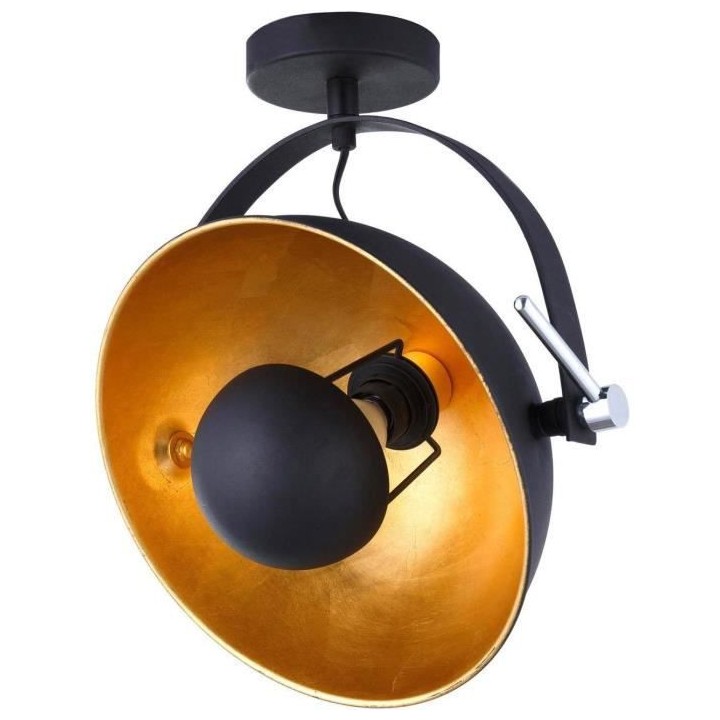 Plafonnier orientable en métal - Industriel - H 29 x Ø 31 cm - Noir