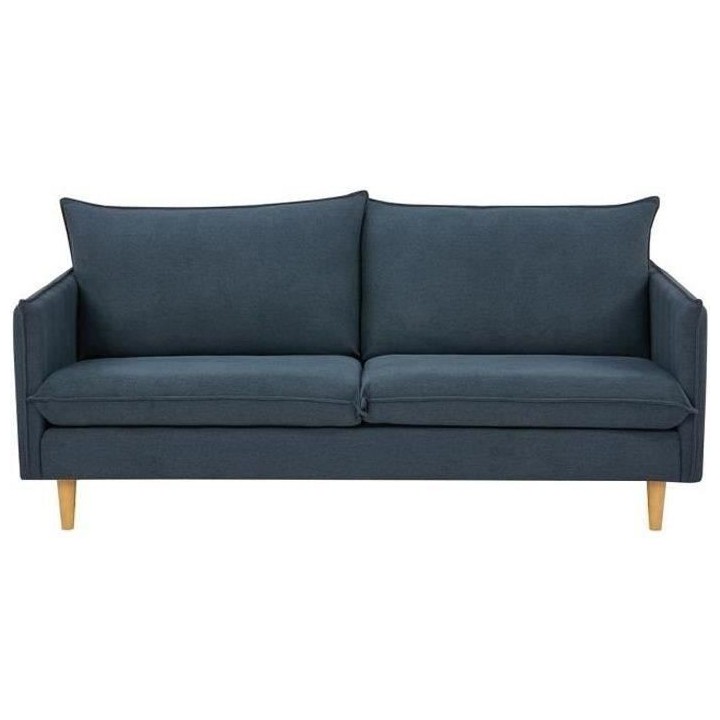 Canapé 2 places - Tissu bleu foncé - L 175 x P 82 x 84 cm - MARLON -