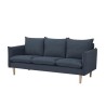 Canapé 3 places - Tissu Bleu jeans - Pieds bois naturel - L 188 x P 82 x H 84 cm - MARLON