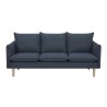 Canapé 3 places - Tissu Bleu jeans - Pieds bois naturel - L 188 x P 82 x H 84 cm - MARLON