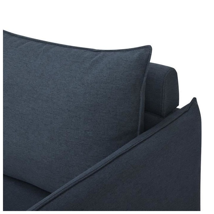 Canapé 3 places - Tissu Bleu jeans - Pieds bois naturel - L 188 x P 8