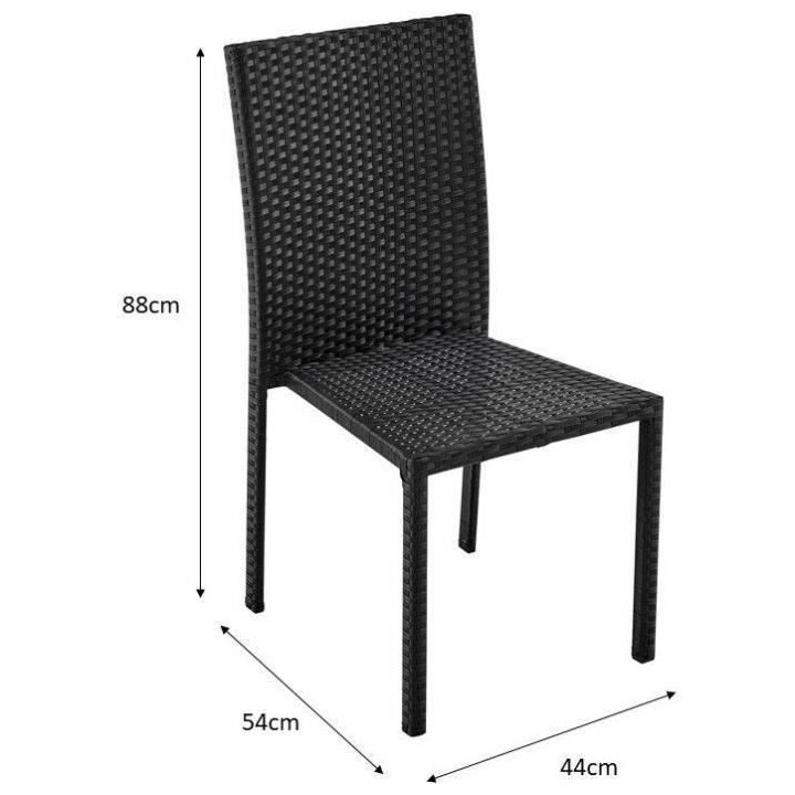Ensemble repas de jardin - table en verre trempé et 6 chaises en rés