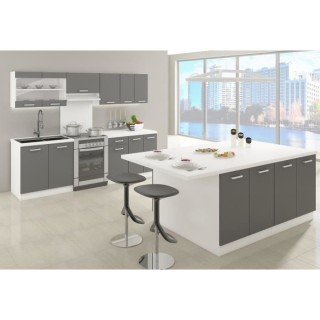 ULTRA Ilot central L 200 cm avec plan de travail - Gris mat