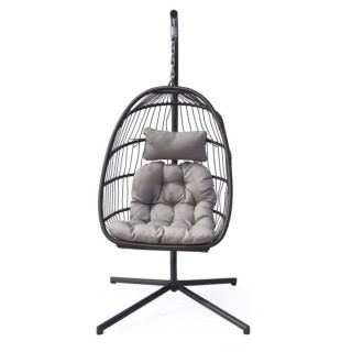 Fauteuil suspendu en résine tressée avec coussins et support - 1 per