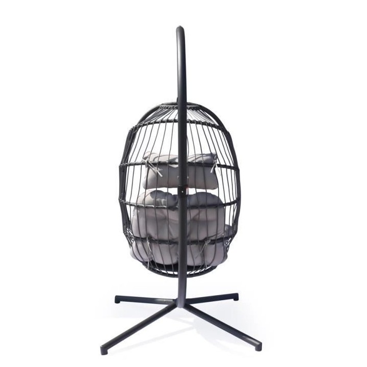 Fauteuil suspendu en résine tressée avec coussins et support - 1 per