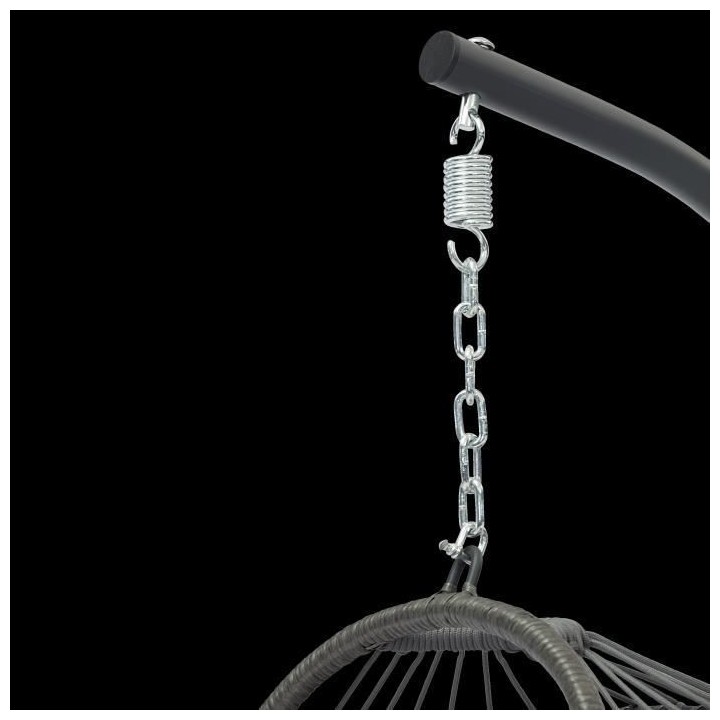 Fauteuil suspendu en résine tressée avec coussins et support - 1 per