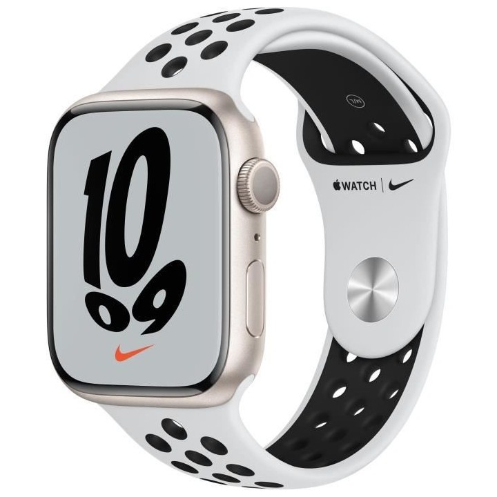 Apple Watch Nike Series 7 GPS - 45mm - Boîtier Starlight Aluminium -
