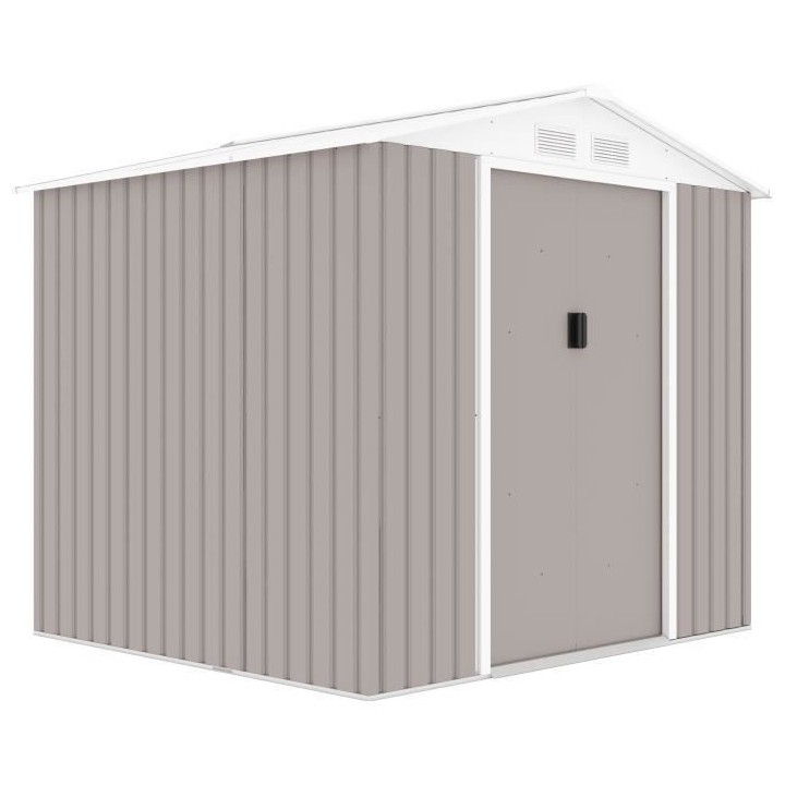 Abri de jardin en métal 4,07 m² - Kit d'ancrage inclus - Taupe