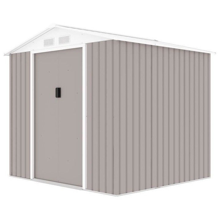 Abri de jardin en métal 4,07 m² - Kit d'ancrage inclus - Taupe