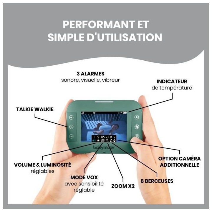 Babymoov Babyphone vidéo YOO Master - Caméra motorisée avec vue a 3