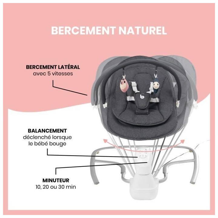 Babymoov Balancelle électrique bébé Swoon Touch - Télécommande in