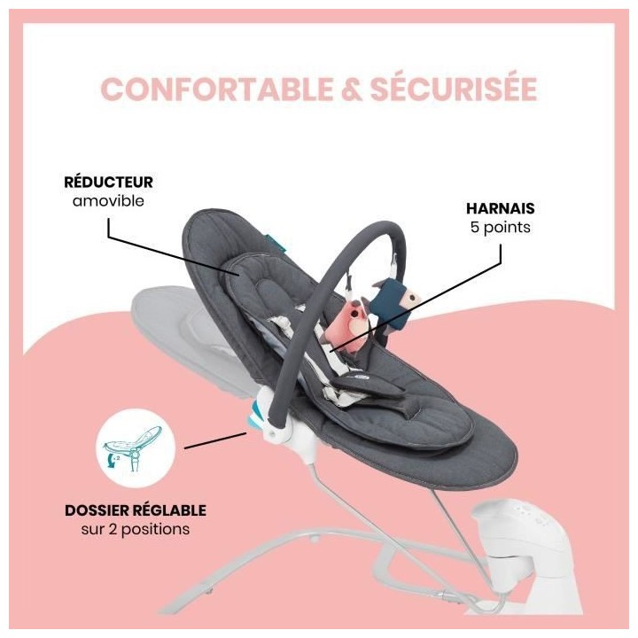 Babymoov Balancelle électrique bébé Swoon Touch - Télécommande in