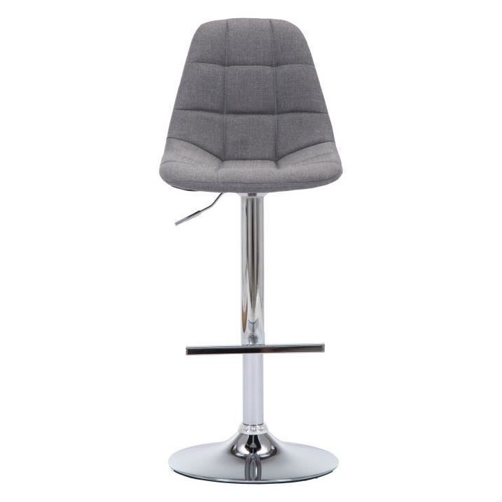 OSKAR Lot de 2 tabourets de bar réglables - Tissu gris - L 42 x P 49