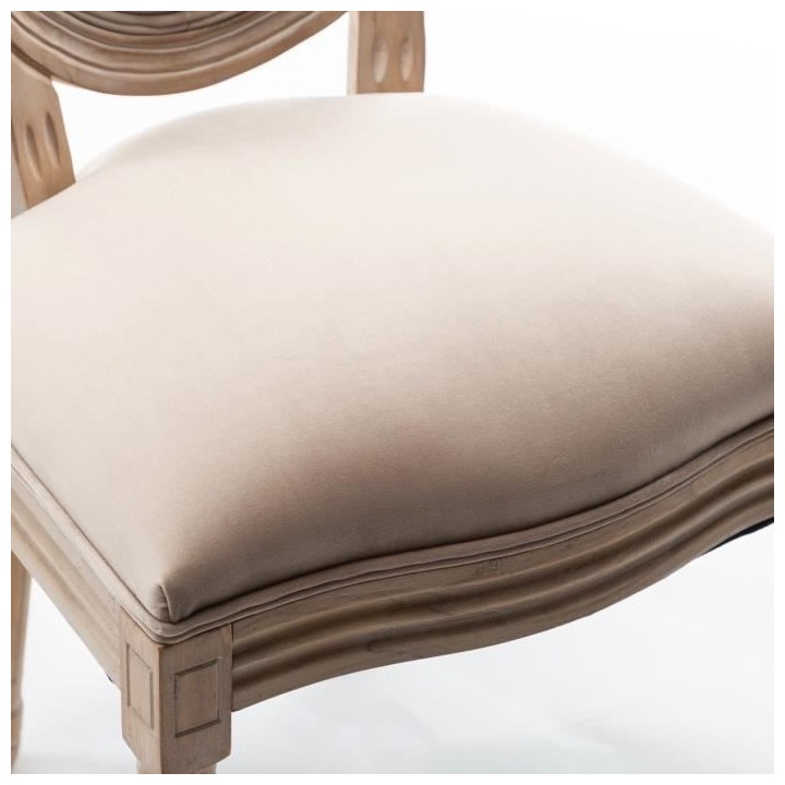 GRETA Lot de 2 chaises de salle a manger - Pied bois - Tissu lin - L 4