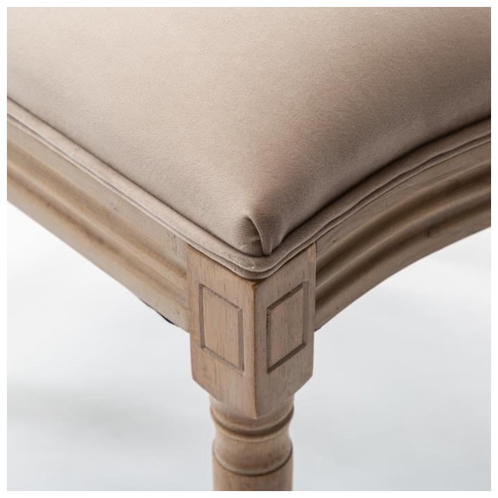 GRETA Lot de 2 chaises de salle a manger - Pied bois - Tissu lin - L 4