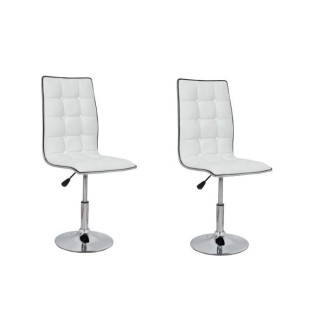 LEAF Lot de 2 chaises de salle a manger - Simili blanc - Contemporain