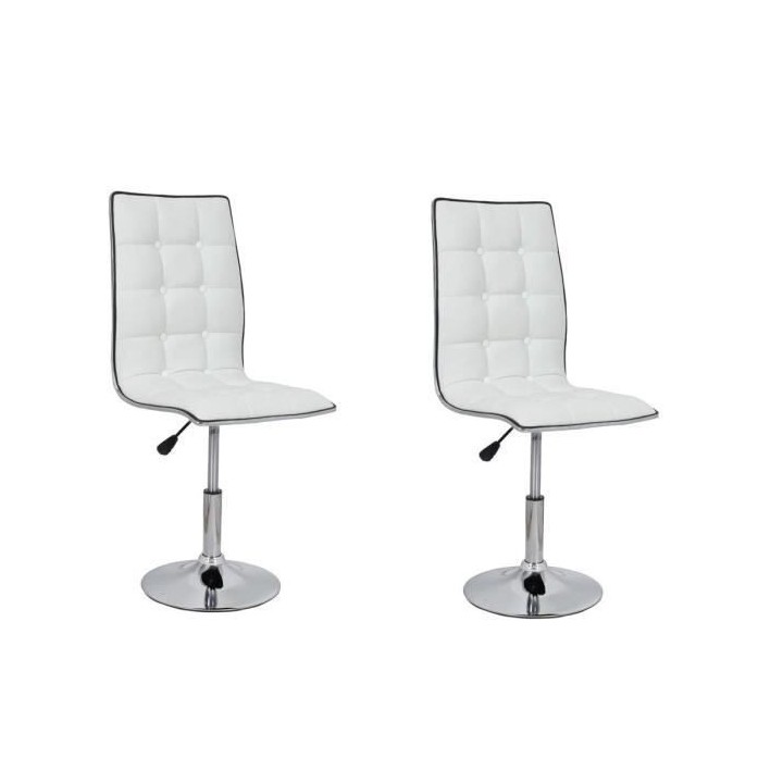 LEAF Lot de 2 chaises de salle a manger - Simili blanc - Contemporain