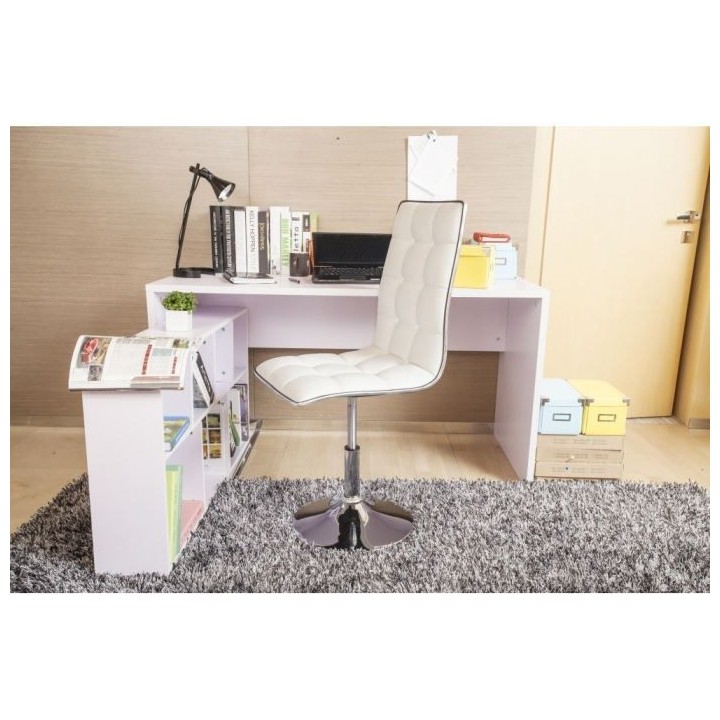 LEAF Lot de 2 chaises de salle a manger - Simili blanc - Contemporain