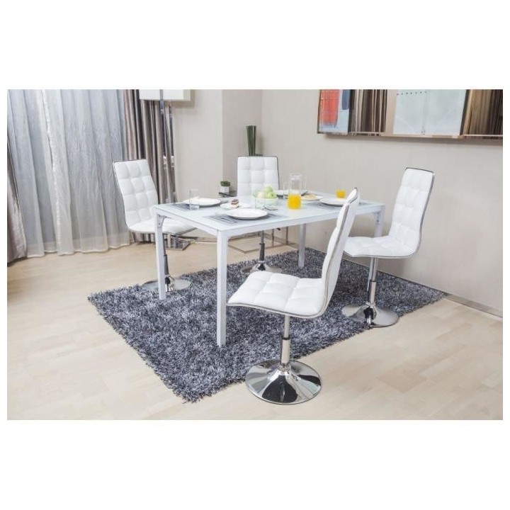 LEAF Lot de 2 chaises de salle a manger - Simili blanc - Contemporain