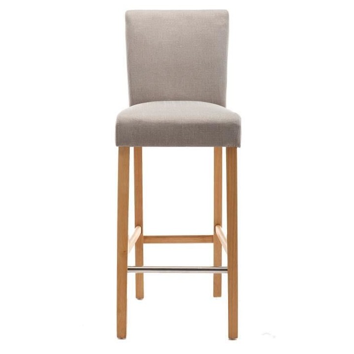 AKSEL Lot de 2 tabourets de bar - Pied bois naturel - Tissu lin - L 40