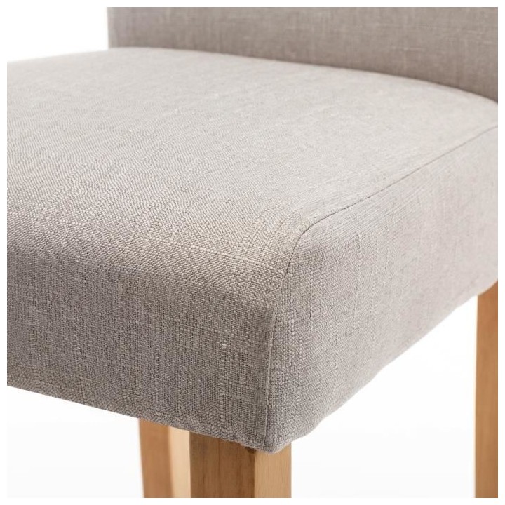 AKSEL Lot de 2 tabourets de bar - Pied bois naturel - Tissu lin - L 40