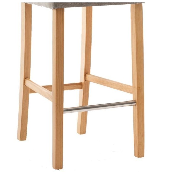 AKSEL Lot de 2 tabourets de bar - Pied bois naturel - Tissu lin - L 40