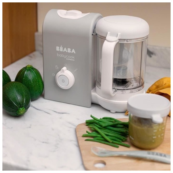 BEABA, Babycook Express, Robot Bébé 4 en 1 Mixeur-Cuiseur, Gris Velo