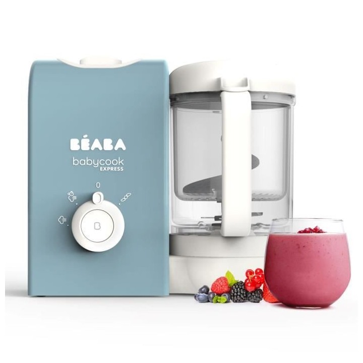 BEABA, Babycook Express, Robot Bébé 4 en 1 Mixeur-Cuiseur, Bleu Balt