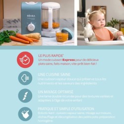 BEABA, Babycook Express, Robot Bébé 4 en 1 Mixeur-Cuiseur, Bleu Baltique