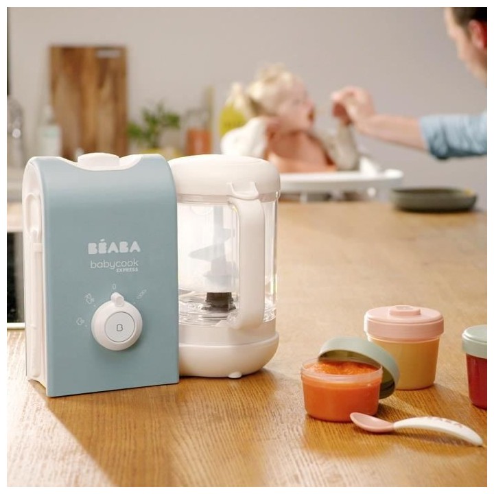 BEABA, Babycook Express, Robot Bébé 4 en 1 Mixeur-Cuiseur, Bleu Balt