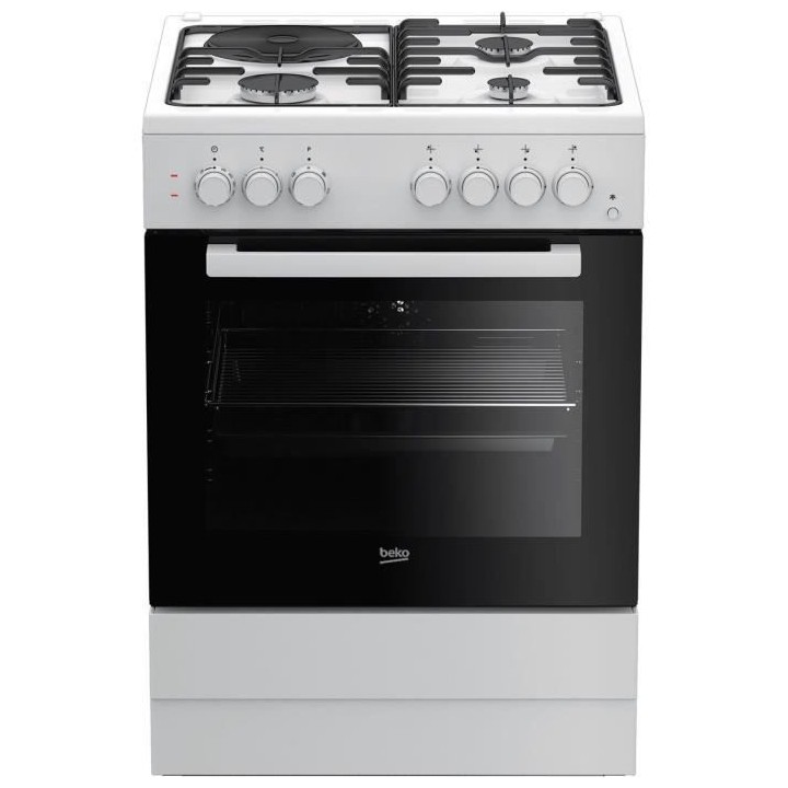 Cuisiniere gaz + électrique BEKO - FSS63110DWCS - 4 feux (3 Gaz et 1