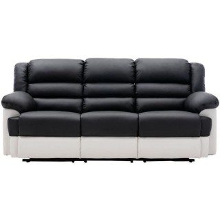 Canapé 3 places dont 2 places relax manuel - Simili Blanc et gris - L