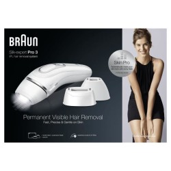 Braun Silk·expert Pro 3 PL3230 - IPL Pour Femme, Épilateur Lumiere Pulsée a Domicile, Blanc/Argent