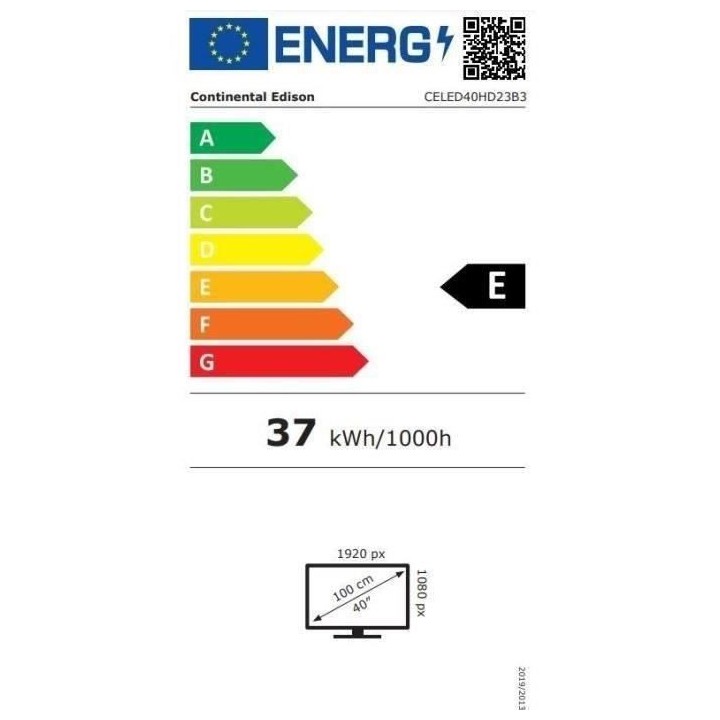 TV LED - CONTINENTAL EDISON - CELED40HD23B3 - FHD - 40 (101 cm)