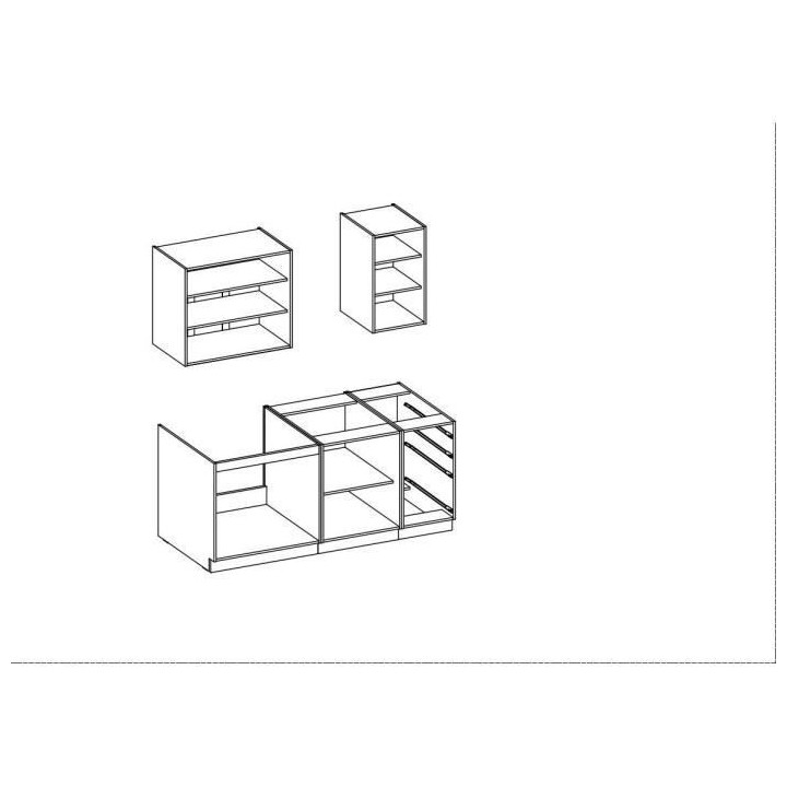 CHAMONIX Cuisine complete - Mélamine - Décor chene - L 180 x P 60 x