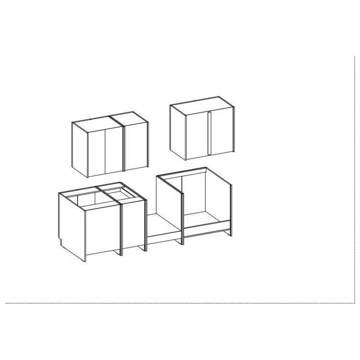 CHAMONIX Cuisine complete - Mélamine décor chene foncé - L 240 x P